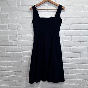 Tory Burch Square Neck Sleeveless Shift Dress Navy Blue Size 4 Cotton